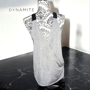 DYNAMITE Gray & Leatherette Tank Top - Medium